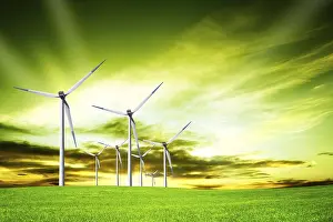 Windmill Sunset Prints: Power at sunset