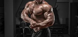 Bodybuilder Gym Prints: Powerful bodybuilder posing in the gym