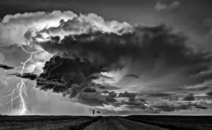 North America Thunderstorms Prints: Prairie Storm Clouds in Saskatchewan Canada dramatic Lightning