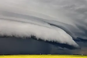 Cloudy Atmospheric Scene Prints: Prairie Storm Clouds in Saskatchewan Canada dramatic Scene