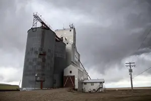 Saskatchewan Canada Weather Prints: Prairie Storm Clouds in Saskatchewan Canada Grain Elevator