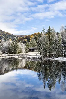 Deserted Lakes In Europe Prints: Prebersee in autumn with reflection