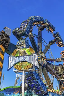 Munich Amusement Ride Prints: Predator overhead ride in motion