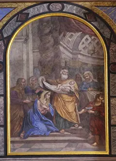 Prints of Presentation of Jesus in the Temple, altarpiece in the Franciscan Church of the Annunciation in Ljubljana, Slovenia Slovenia Prints: Presentation of Jesus in the Temple Print, Ljubljana