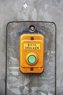 Deserted Road Traffic Prints: PLEASE press button request green traffic light