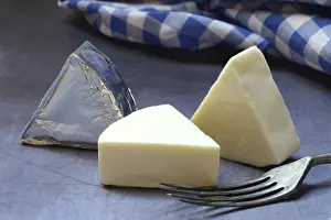 Processed Cheese Prints: Processed cheese, cheese wedges with fork