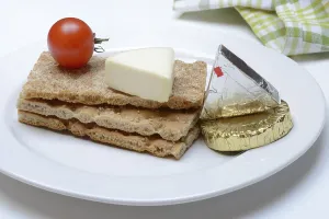 No People Grocery Shopping Prints: Processed cheese on crispbread, opened and packed
