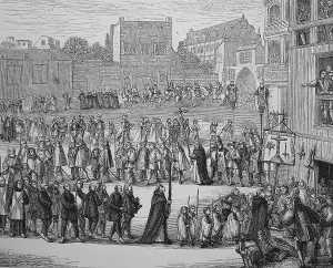 Christianity Faith Representation Prints: Procession of a auto-da-fe, inquisition