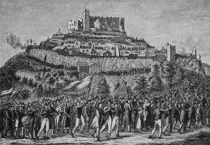 Old German Buildings Prints: Procession to Hambach Castle, Hambach