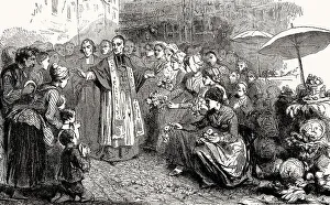 Deserted Italian Streets Prints: A procession of Pope Gregory XVI
