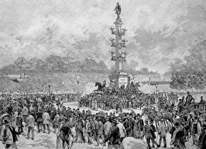 Historical Depiction Europe Prints: The procession of workers into the Prater on 1 May 1882
