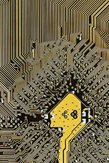 Computer Motherboard Prints: Processor mainboard circuit board background close up