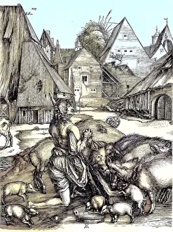 Prodigal Son Painting Prints: The Prodigal Son with the Pigs