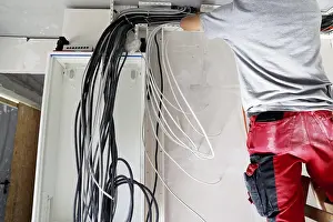 Building Shell Construction Prints: Professional electrical installation on a building shell
