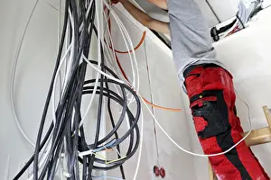 Building Shell Construction Prints: Professional electrical installation on a building shell
