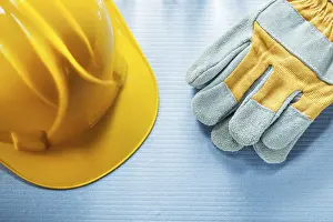 Blue Background Studio Shot Prints: Protective gloves for construction