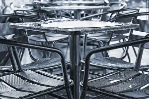 Deserted Coffee Shop Interior Prints: Puddle on the table in a cafe