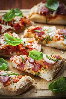 Pizza Meal Ideas Prints: Pull aparat pizza breadwith herbs and basill