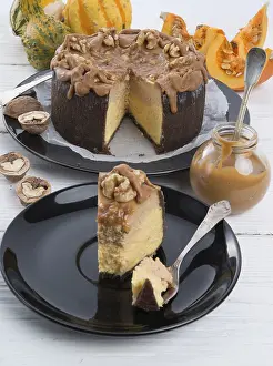 Sweet Pumpkin Treats Prints: Pumpkin cheesecake with nuts