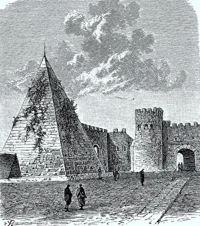 Famous Tourist Attraction Rome Prints: The Pyramid of Cestius in Rome