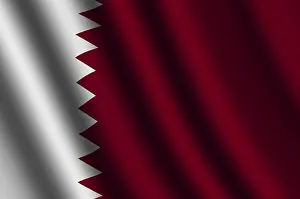 Qatar Prints: The Qatari Flag Flying in the Wind Print