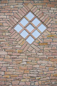 Spa Garden Germany Prints: Quarry stone wall with a diamond-shaped window-shaped pattern