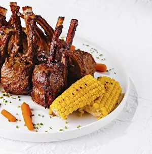 Vegetable Nutrition Facts Prints: Rack of lamb with corn and carrots