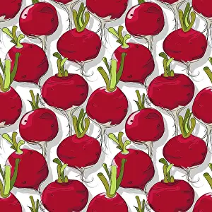 Editable Vector Template Prints: Radishes repeating pattern, editable vector template