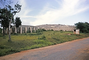 Deserted Water Reservoirs Prints: A rain catcher structure in the landscape near Mandeville, Jamaica, 1970, Central America
