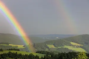 Rainbow In Europe Prints: A rainbow and Bernstein castle