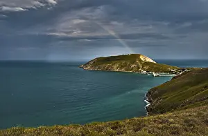 Colourful Cityscape Photography Prints: Rainbow over the coast. HDR image