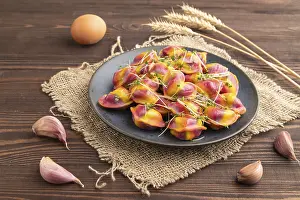 Rainbow Dumplings Prints: Rainbow colored dumplings with pepper