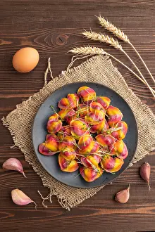 Rainbow Dumplings Prints: Rainbow colored dumplings with pepper