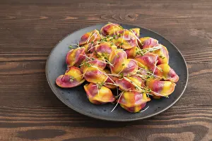 Rainbow Dumplings Prints: Rainbow colored dumplings with pepper
