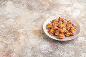 Rainbow Dumplings Prints: Rainbow colored dumplings with pepper