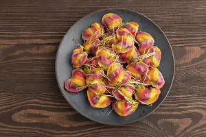 Rainbow Dumplings Prints: Rainbow colored dumplings with pepper