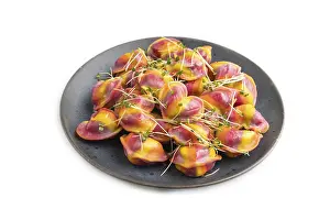 Rainbow Dumplings Prints: Rainbow colored dumplings with pepper