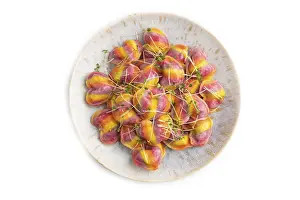 Rainbow Dumplings Prints: Rainbow colored dumplings with pepper