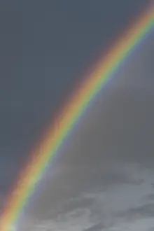 Dark Clouds Germany Prints: Rainbow in front of dark rain cloud, Germany