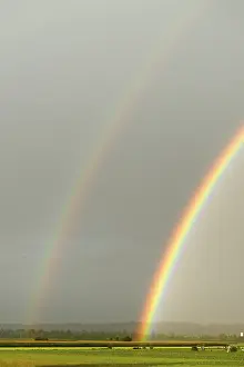 Upper Bavaria Weather Prints: Rainbow over fields, Geretsried