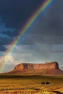 Table Mountain Landscape Photography Prints: Rainbow at Monument Valley, cloudy sky