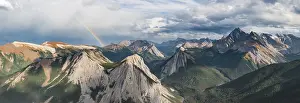 Rainbow Mountain View Prints: Rainbow view over mountain landscape