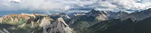 Panoramic Mountain Landscape Prints: Rainbow view over mountain landscape