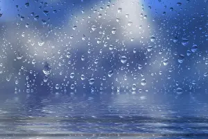 Rainy Weather Forecast Prints: Raindrops on glass as a background
