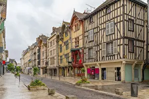 Empty European Street Scene Prints: Rainy impression of Troyes