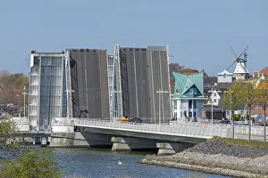 German Federal Republic Prints: Raised bascule bridge and windmill