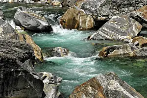 Valle Verzasca Photography Prints: Rapids of a river surrounded by rocks