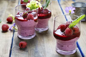 Unhealthy Sweets Prints: Raspberry mousse in glasses