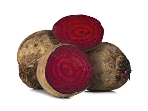 Raw Beetroot Closeup Print on White Background