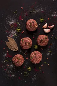 Micro Greenery Prints: Raw meatballs, with micro greenery